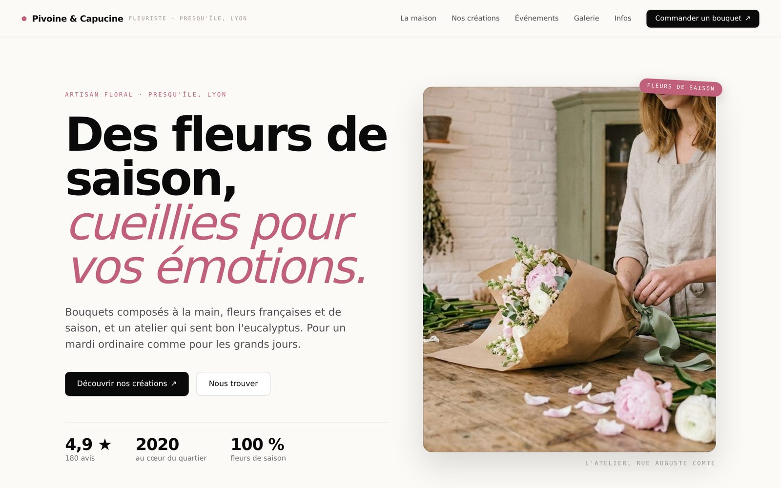 Aperçu du site Pivoine & Capucine